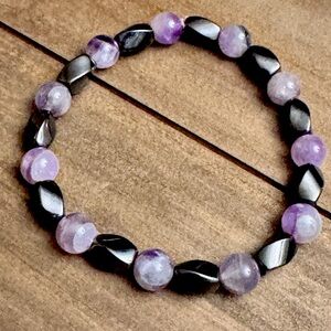 Amethyst & Hematite Beaded Bracelet